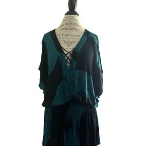 Manaola Elegant Teal and Black Women's dress